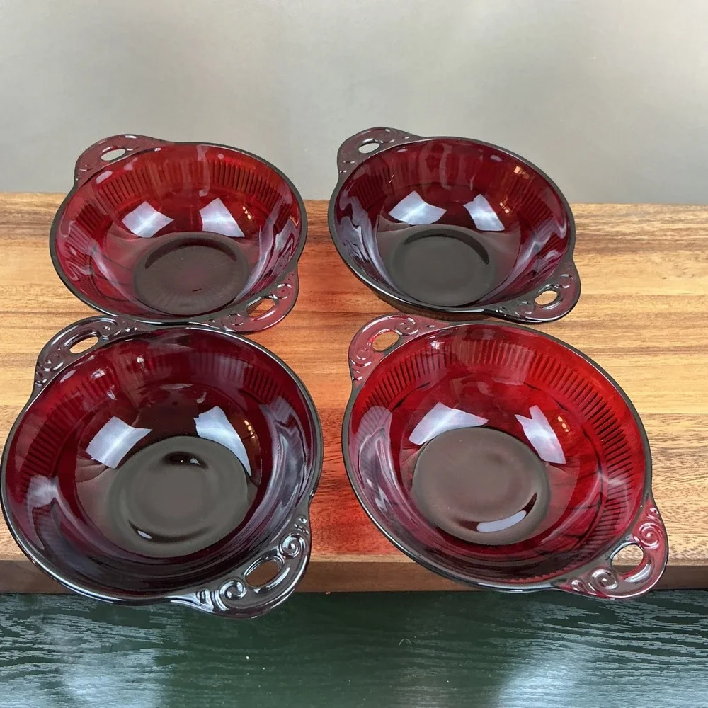 Anchor‎ Hocking Coronation Royal Ruby Berry Dessert Bowls 5.75